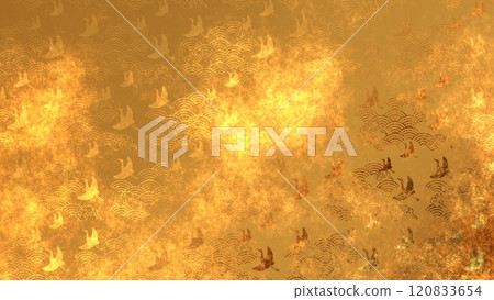Golden Japanese pattern background 120833654