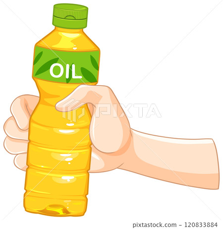 Hand Holding a Bottle of Oil Hand Holding a Bottle of Oil 120833884