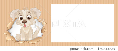 Cute Puppy Peeking Through Paper 120833885