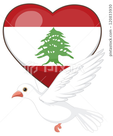 Heart and Dove with Lebanese Flag Heart and Dove with Lebanese Flag 120833930