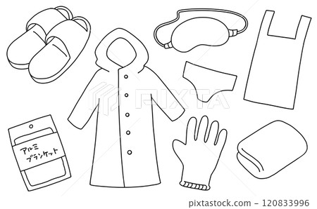 Loose and simple disaster prevention set 5 Line drawing Loose and simple disaster prevention set 5 Line drawing 120833996