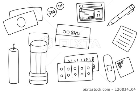 寬鬆簡單防災用品套裝2線描 120834104
