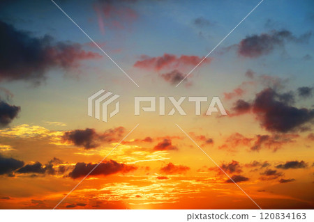 在埼玉縣川口市拍攝的夕陽天空的美景 在埼玉縣川口市拍攝的夕陽天空的美景 120834163