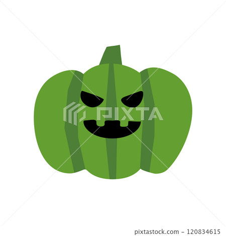 Green pumpkin jack o'lantern cartoon 120834615