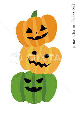堆疊的南瓜燈的卡通插圖 120834641