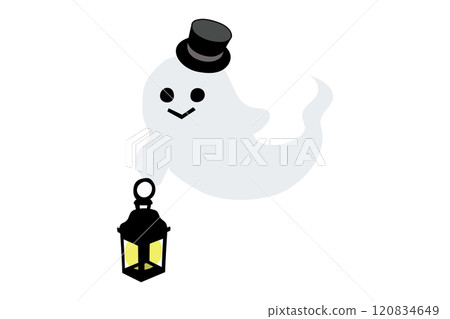 Illustration material of a ghost holding a lantern 120834649