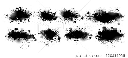 Black brush stroke set isolated on background. Paint brush stroke for ink paint, grunge design element, dirt banner, watercolor design, dirty texture. Trendy brush stroke. hand drawn. Not AI, Vector Black brush stroke set isolated on background. Paint brush stroke for ink paint, grunge design element, dirt banner, watercolor design, dirty texture. Trendy brush stroke. hand drawn. Not AI, Vector 120834936