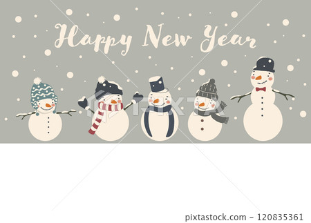 Cute snowman New Year's card (winter greetings) 120835361
