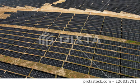 Aerial view of solar power station Aerial view of solar power station 120835791