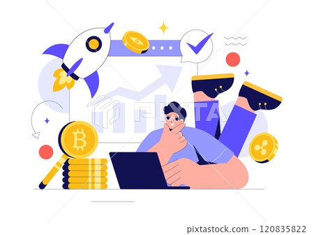Cryptocurrency Vector Illustration featuring a Pile of Coins, Digital Currency Wallet Technology, and Cryptocurrency Bitcoin in a Flat Background Cryptocurrency Vector Illustration featuring a Pile of Coins, Digital Currency Wallet Technology, and Cryptocurrency Bitcoin in a Flat Background 120835822