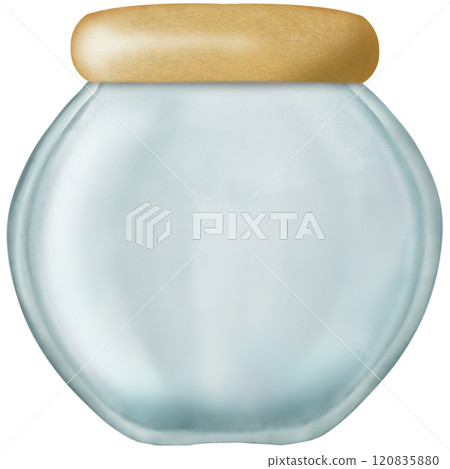 Set of empty Glass Jars. containers with wooden bottle caps. Hand drawn clip art.  120835880