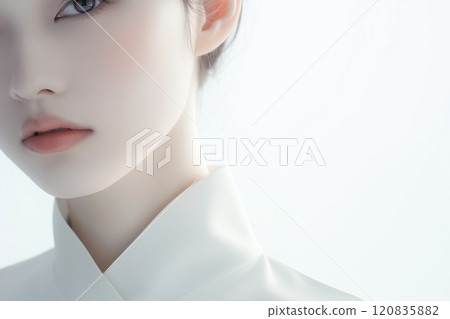 時尚髮型的女人，後視“AI 生成圖像” 120835882