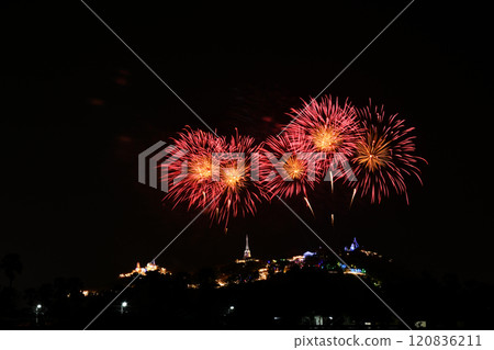 Light and fireworks show in Phra Nakhon Khiri annual fair. 120836211