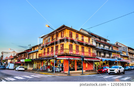 Traditional architecture of the old town of Cayenne, the capital of French Guiana in South America Traditional architecture of the old town of Cayenne, the capital of French Guiana in South America 120836370