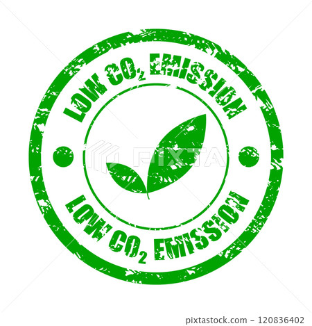 Low emission stamp rubber stamp, zero and sustainability Low emission stamp rubber stamp, zero and sustainability 120836402