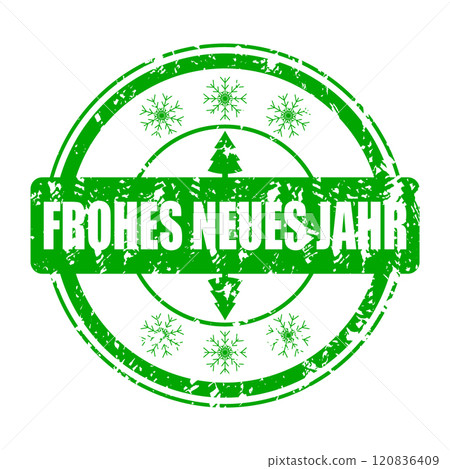 Happy new year, rubber stamp germany or deutschland winter holiday Happy new year, rubber stamp germany or deutschland winter holiday 120836409
