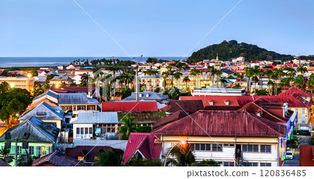 Aerial panorama of Cayenne, the capital of French Guiana in South America 120836485