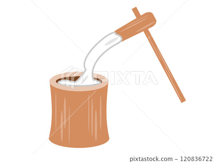 Mortar and pestle for pounding mochi 120836722