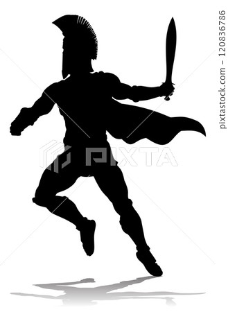 Spartan Silhouette Gladiator Trojan Greek Warrior 120836786
