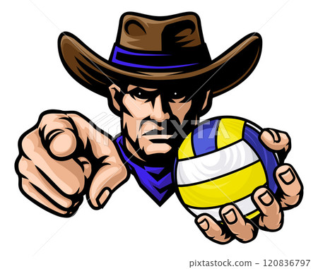 Cowboy Man Volleyball Cowboys Sports Team Mascot 120836797