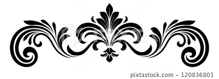 Filigree Crest Heraldic Floral Pattern Motif 120836801