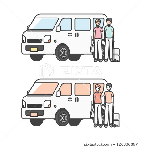 上門服務車/輕型貨車適用於家庭醫療護理和上門服務、醫生、護士和護理人員（全彩和單色套裝） 120836867