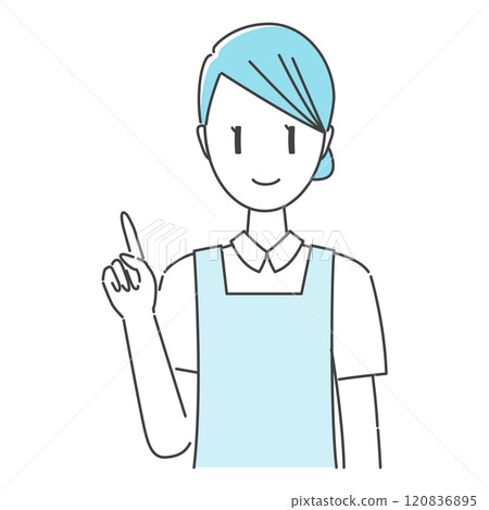 女牙醫助理/牙科保健員穿著冷單色，指著，仔細解釋 120836895
