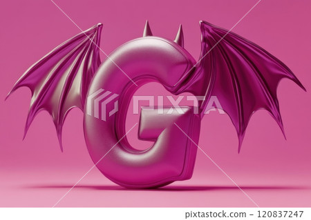 A pink letter G with a dragon tail on it 120837247
