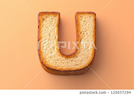 The letter U is made out of a piece of bread 120837294