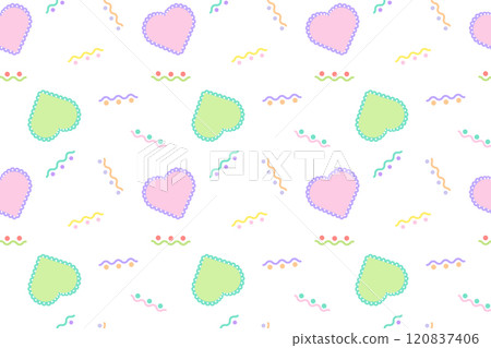Lace heart and wavy line seamless pattern in pastel colors 120837406