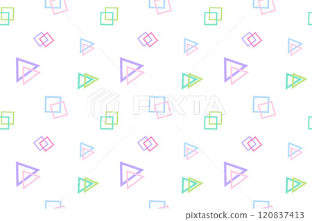Seamless Geometric Pattern with Pastel Squares and Triangles 120837413