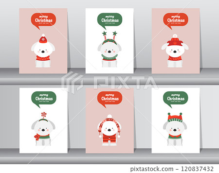 Set of Merry christmas background with cute animal and winter clothes,puppy,dog,Vector illustrations. Set of Merry christmas background with cute animal and winter clothes,puppy,dog,Vector illustrations. 120837432