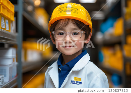Portrait of a confident kid at library. Portrait of a confident kid at library. 120837813