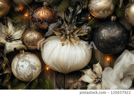 Christmas background with decorations. With copyspace Christmas background with decorations. With copyspace 120837922