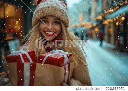Winter shopping event. Winter shopping concept. 120837951