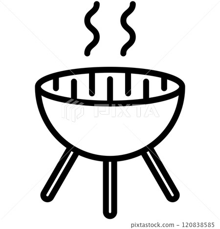 Barbeque line icon. Grill with smoke outline vector sign, linear style pictogram. BBQ symbol, logo illustration. Editable stroke. 120838585