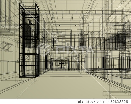 modern empty hall  interior design, 3d rendering 120838808