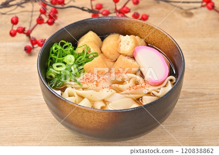 Kishimen. Noodles, Nagoya cuisine, local cuisine. Japanese food. 120838862