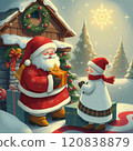可愛的聖誕老人在雪地裡 120838879