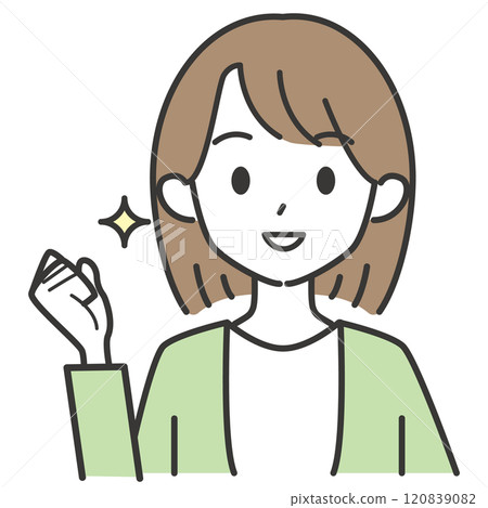 鮑伯頭髮的女人揮舞著拳頭 120839082