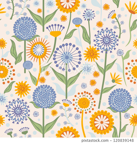 dandelions in the field. bright. seamless pattern 120839148