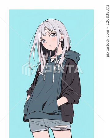 Illustration of a girl in a hoodie "AI generated image" Illustration of a girl in a hoodie "AI generated image" 120839372