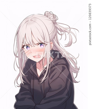 Illustration of a girl in a hoodie "AI generated image" 120839373