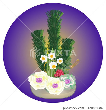 新年花卉圓形背景插圖 新年花卉圓形背景插圖 120839382