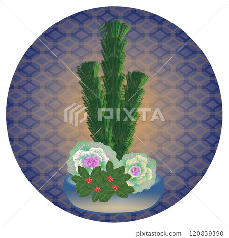 新年花卉圓形背景插圖 新年花卉圓形背景插圖 120839390