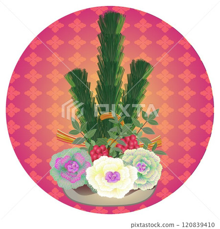 新年花卉圓形背景插圖 新年花卉圓形背景插圖 120839410