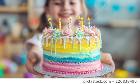 可愛的蛋糕，色彩柔和 120839496