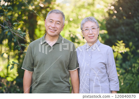 Senior couple connecting hands 120840070