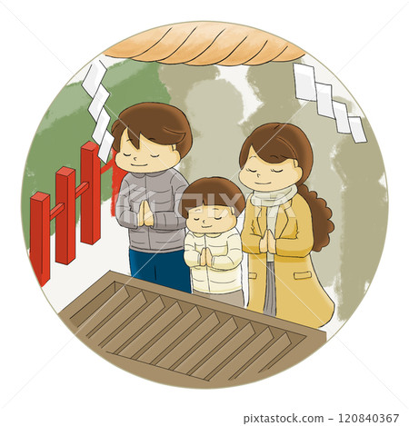 父母和孩子參觀神社 父母和孩子參觀神社 120840367