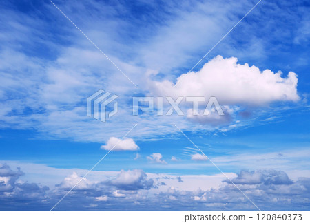 background with blue sky with white clouds. Panorama of sky 120840373